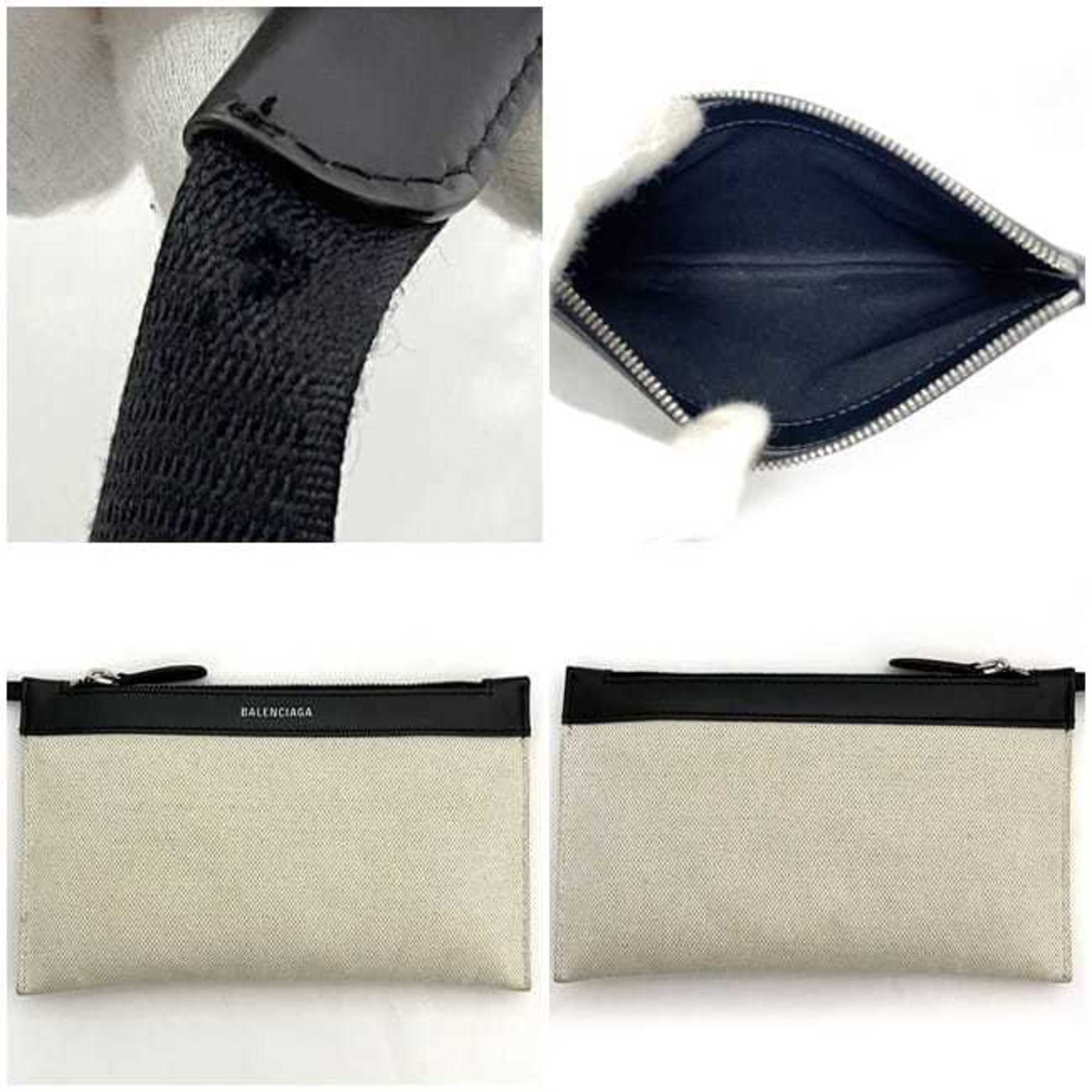 Balenciaga Black White Canvas Leather Handbag Tote