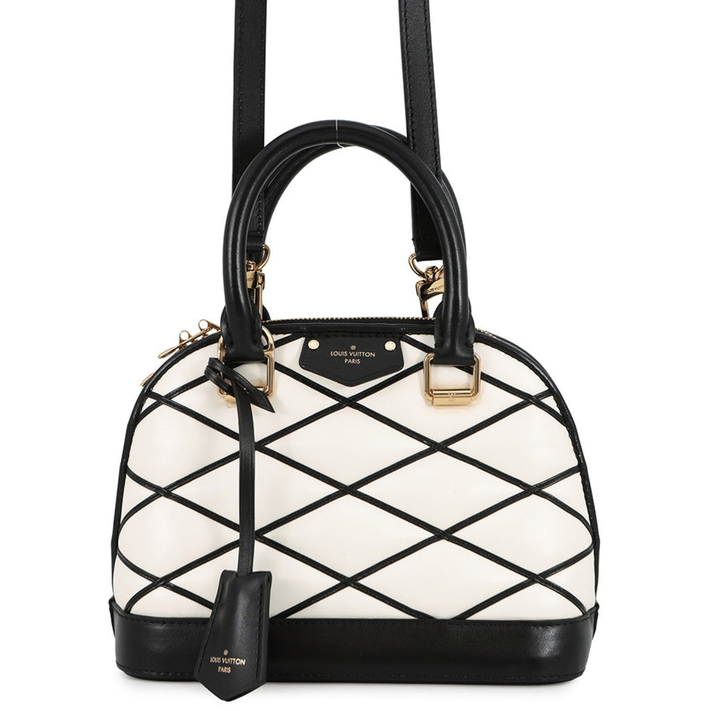 Louis Vuitton Black Noir White Leather Handbag Shoulder Bag