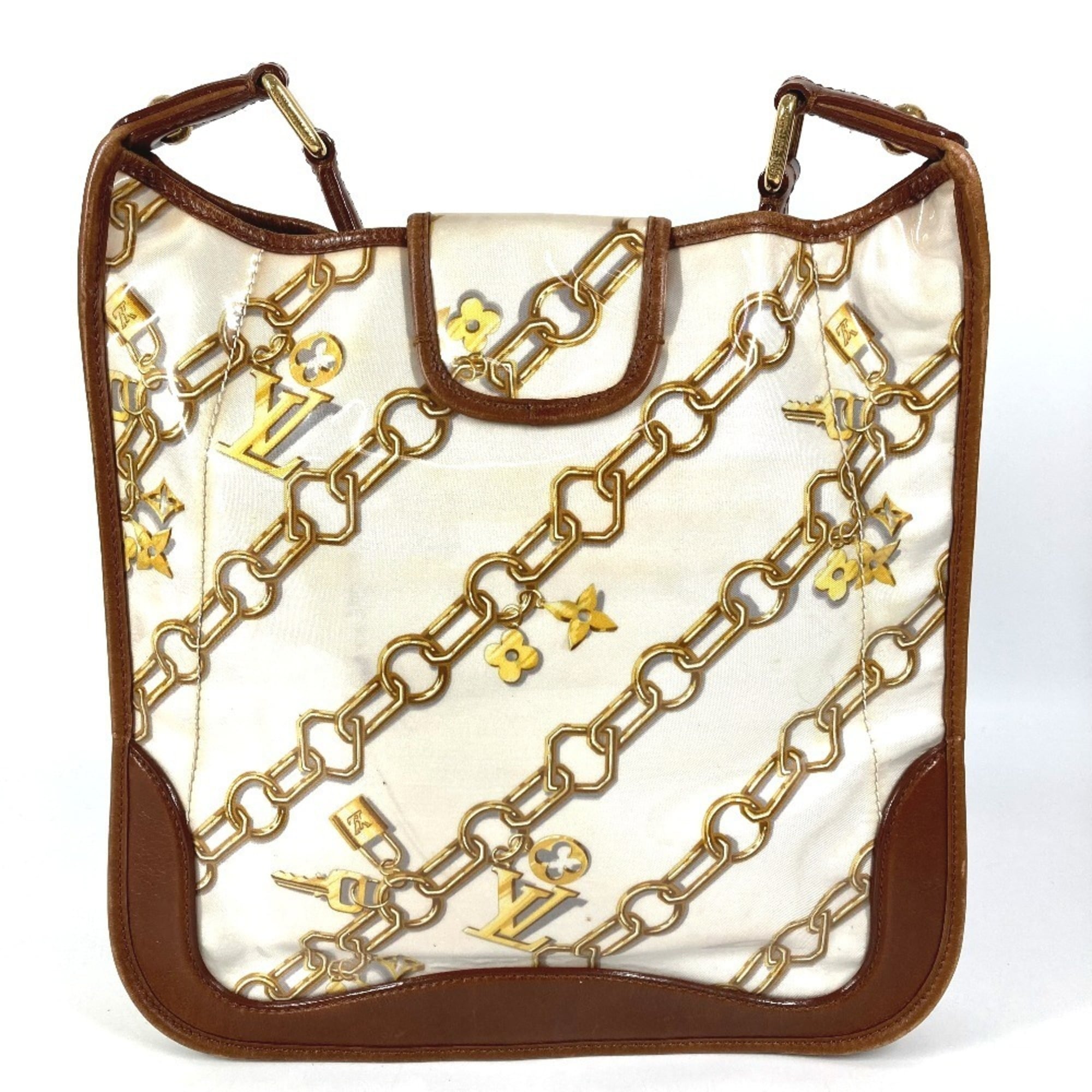 Louis Vuitton Brown White Vinyl Leather Shoulder Bag