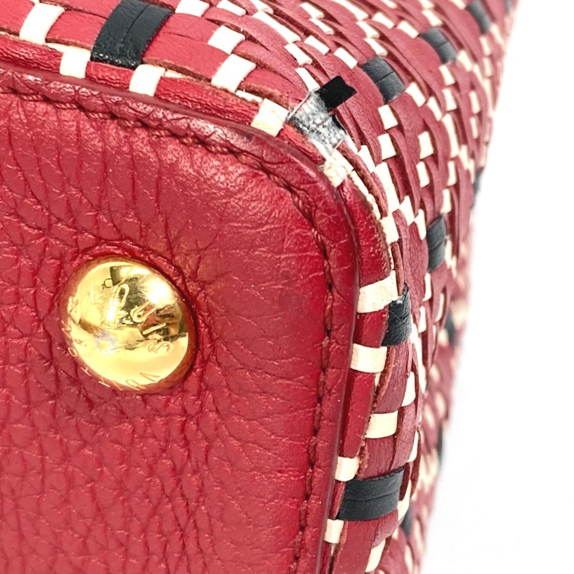 Louis Vuitton Black Red Color Leather Handbag