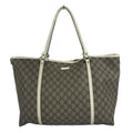 Gucci Beige White Gg Supreme Canvas Leather Shoulder Bag Tote Bag (Pre-Owned)