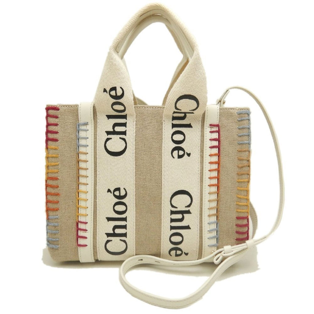 Chloé White Linen Leather Tote Bag (Pre-Owned)