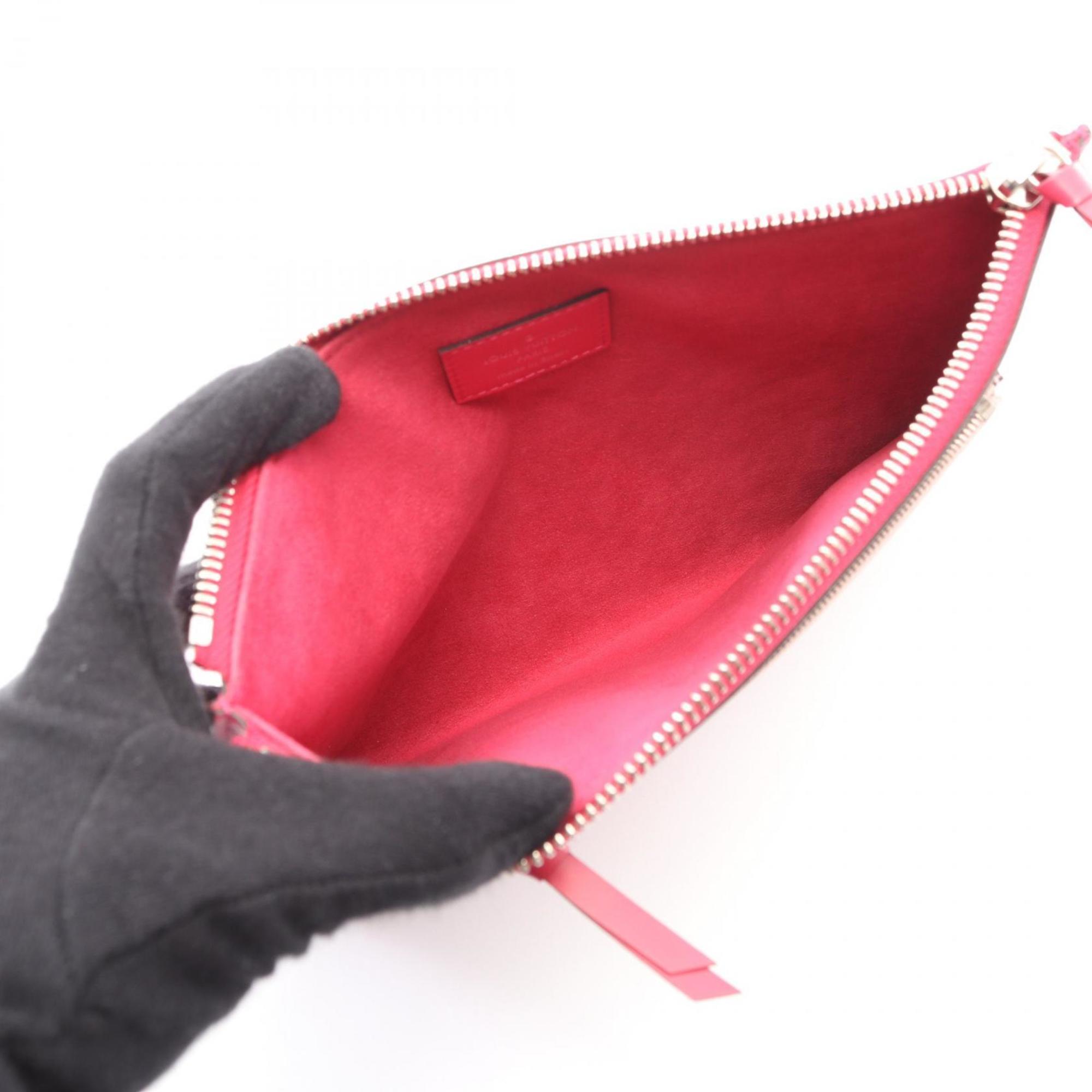 Louis Vuitton Pink Red Color Epi Leather Pochette Pouch