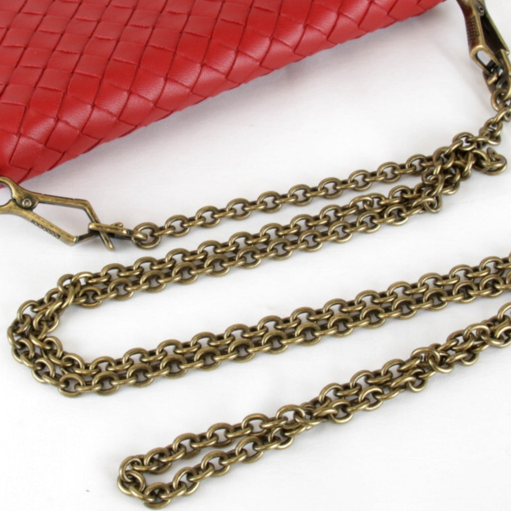 Bottega Veneta Intrecciato Red Color Leather Shoulder Bag