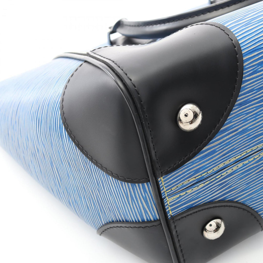 Louis Vuitton Black Blue Leather Tote Bag