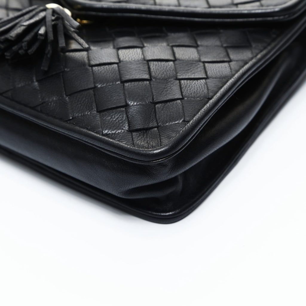 Bottega Veneta Intrecciato Black Leather Shoulder Bag