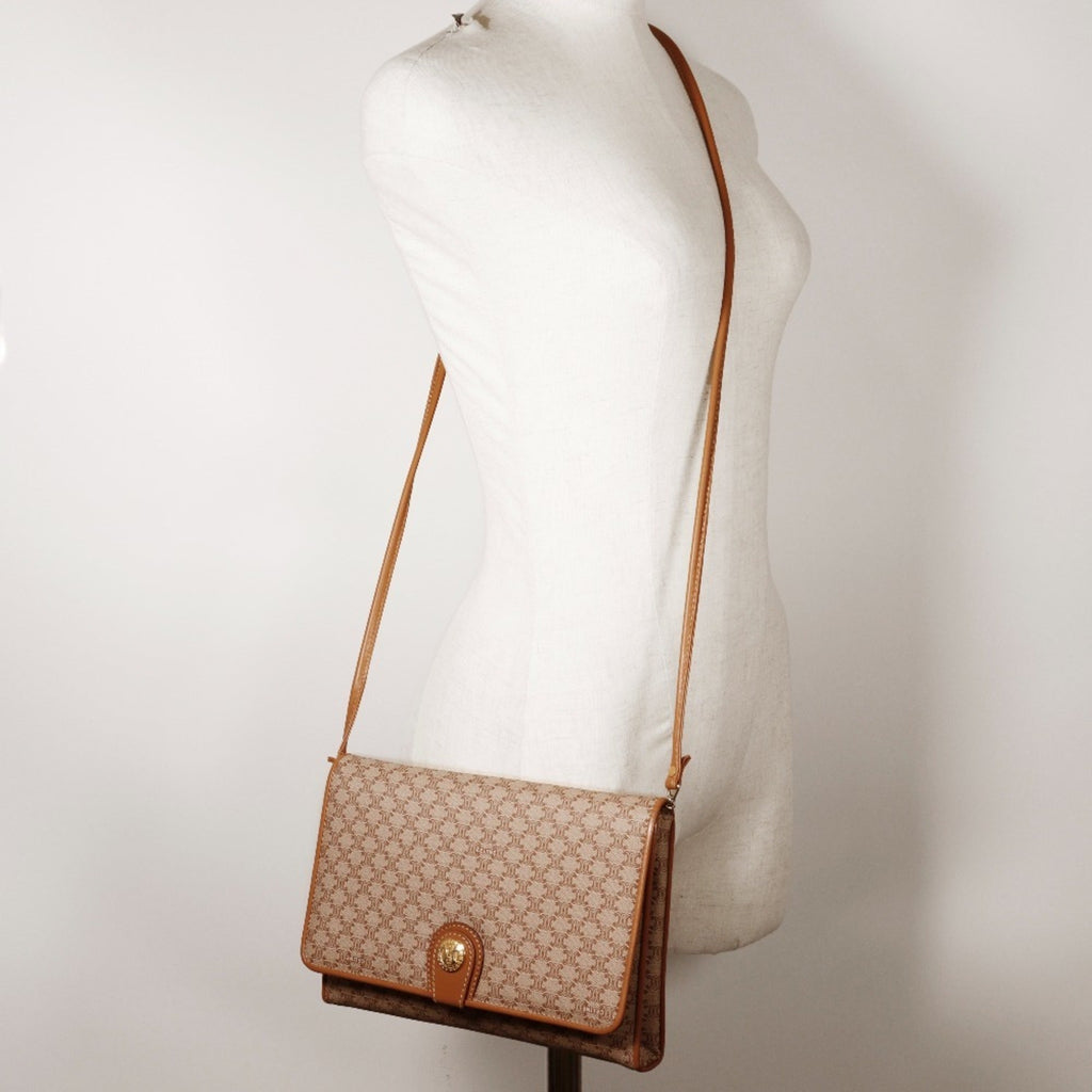 Celine Macadam Beige Pvc Leather Shoulder Bag
