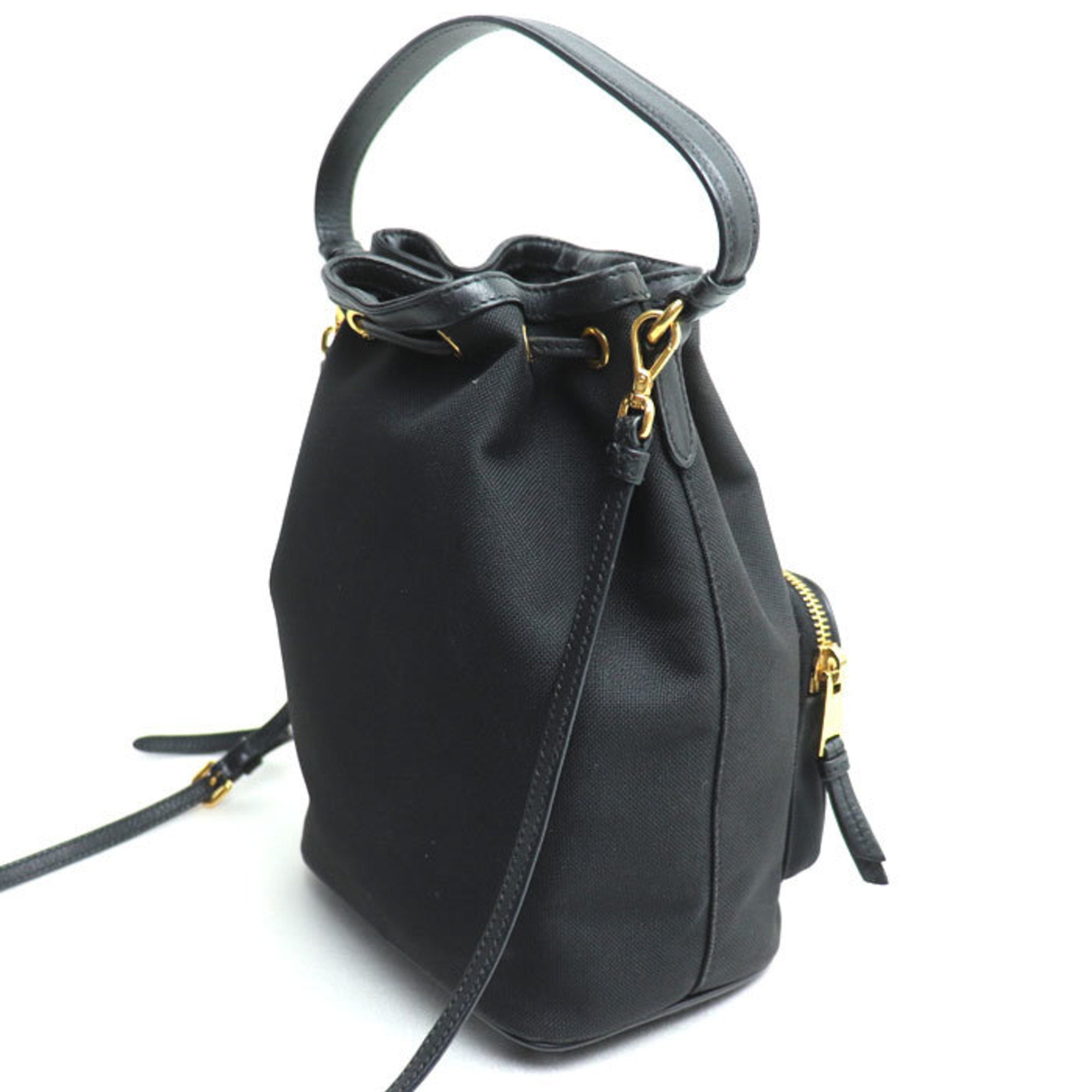 Prada Black Canvas Leather Shoulder Bag