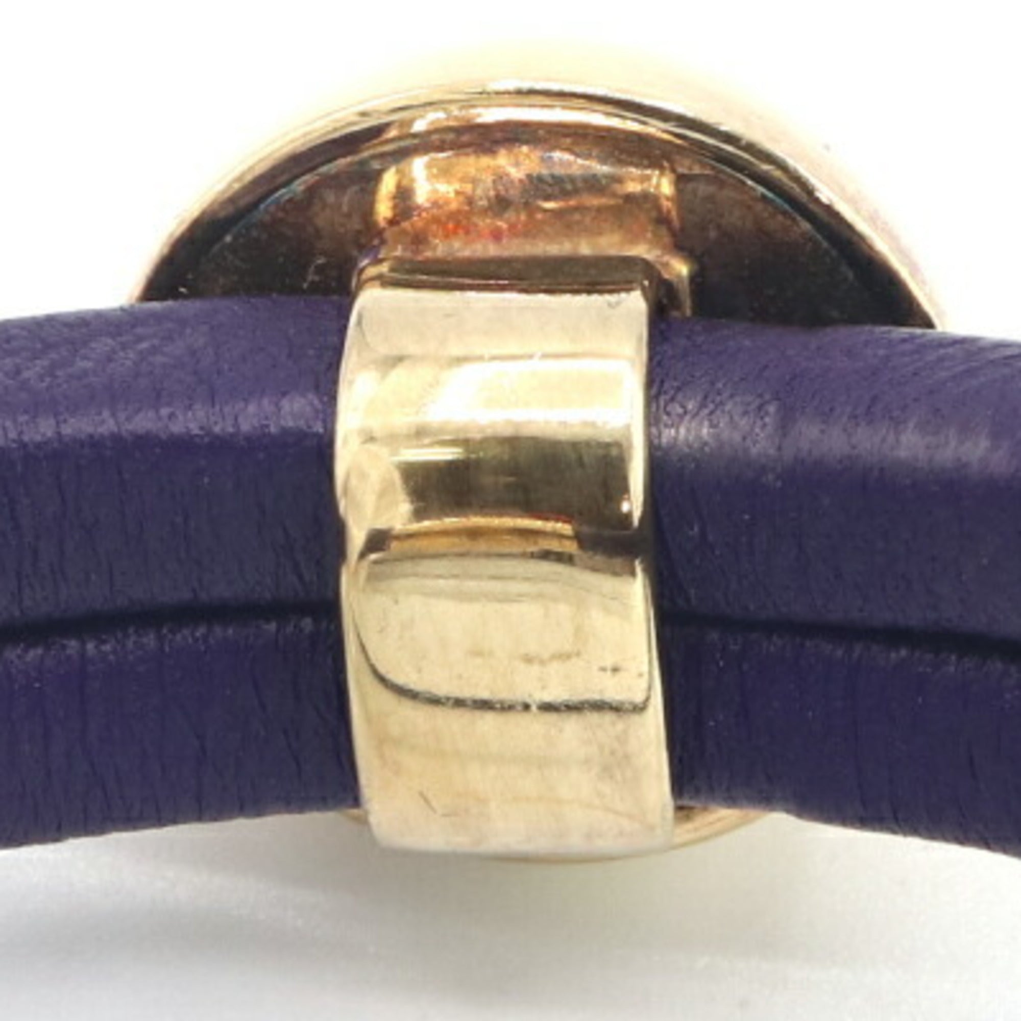 Bottega Veneta Gold Purple Leather Sterling Silver 925 Charm Bracelet