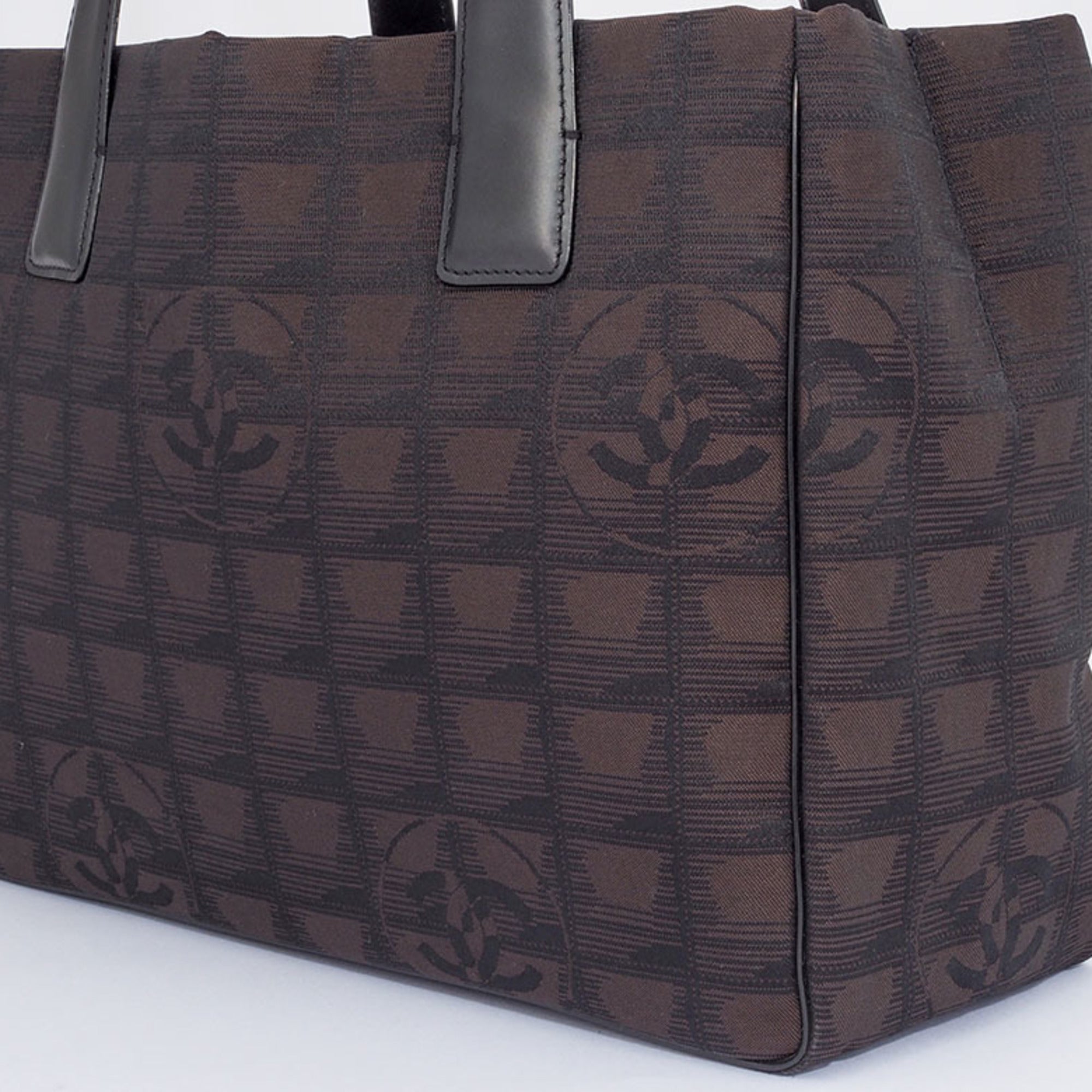 Chanel New Travel Line Brown Jacquard Leather Tote Bag