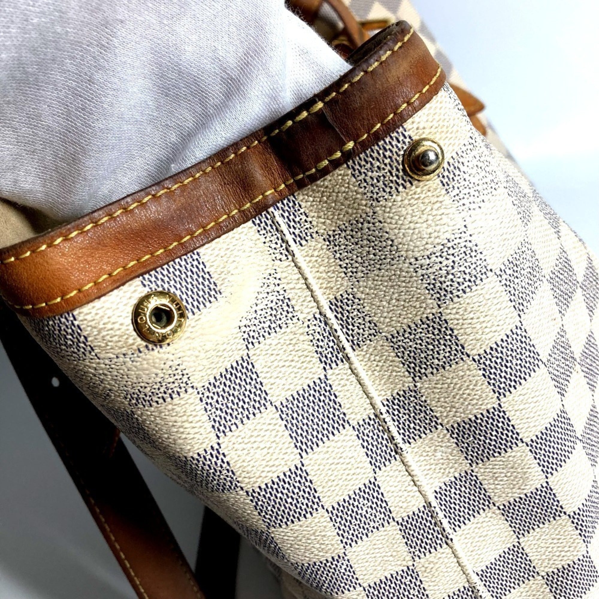 Louis Vuitton White Yellow Damier Azur Shoulder Bag Tote Bag