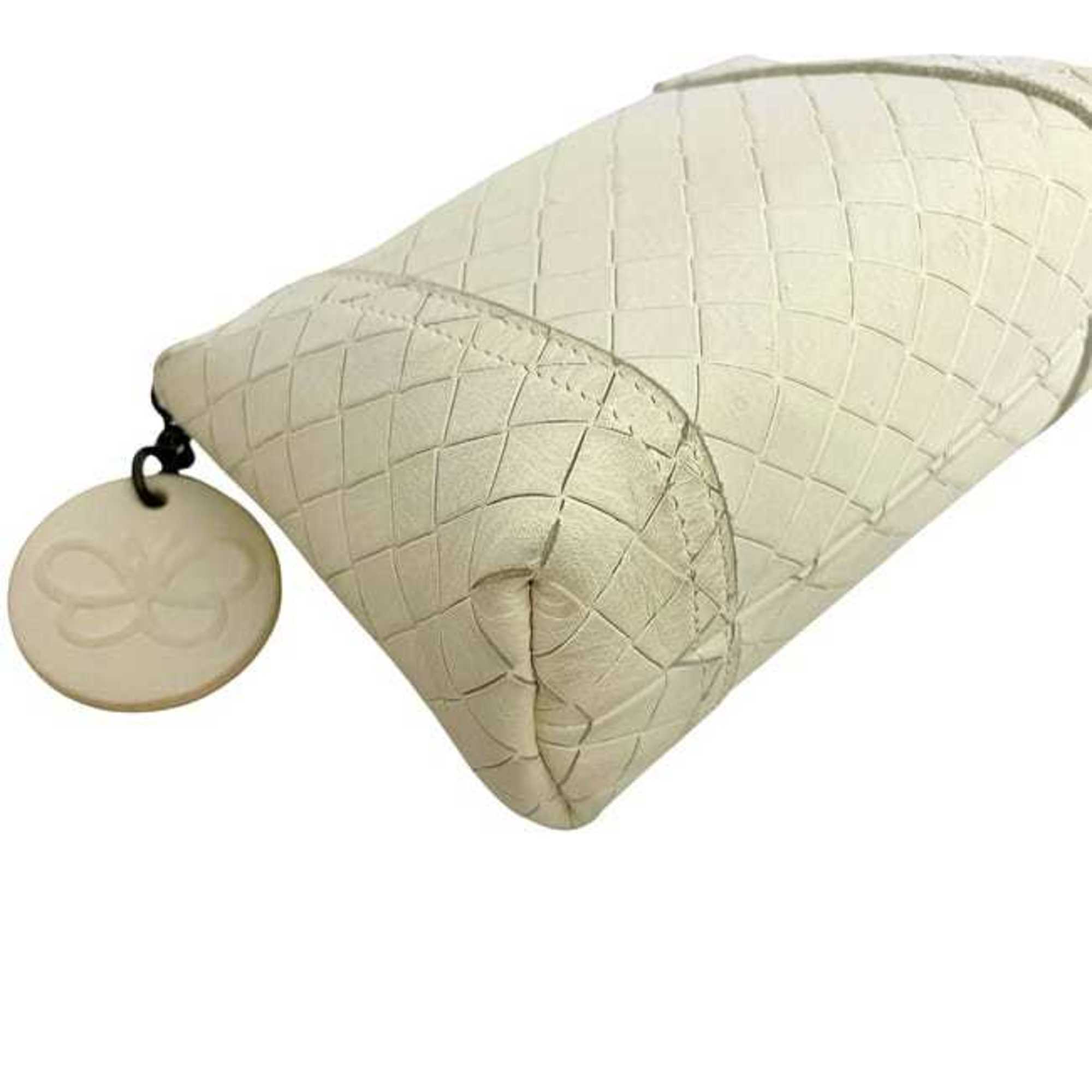 Bottega Veneta White Leather Pouch