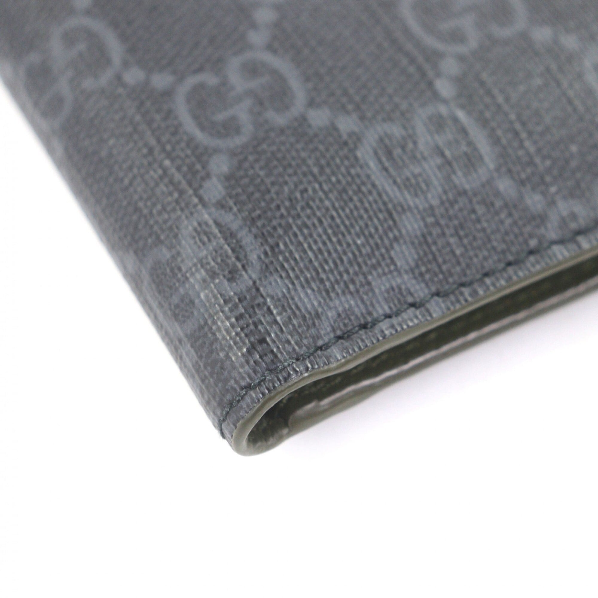 Gucci Gray Khaki Gg Canvas Leather Wallet (Bi-Fold) (Pre-Owned)