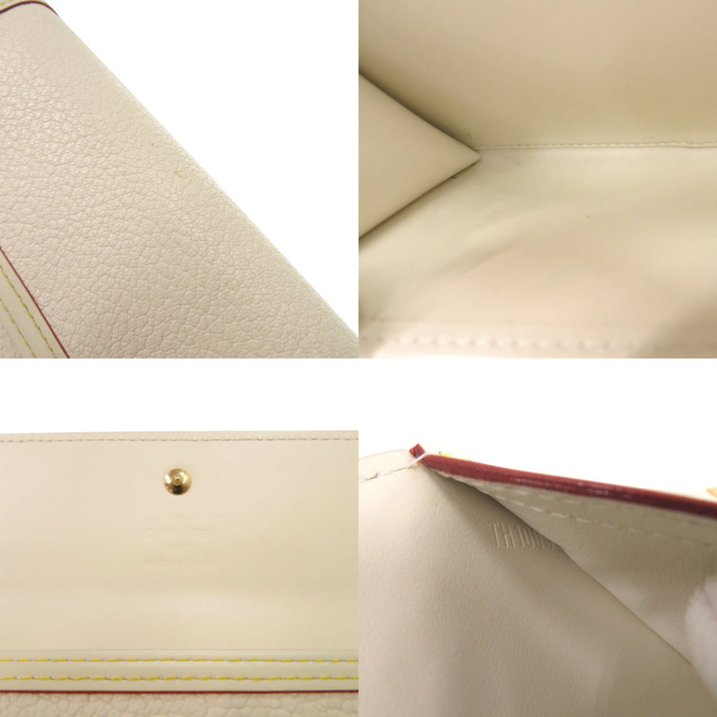 Louis Vuitton White Leather Long Wallet (Tri-Fold)