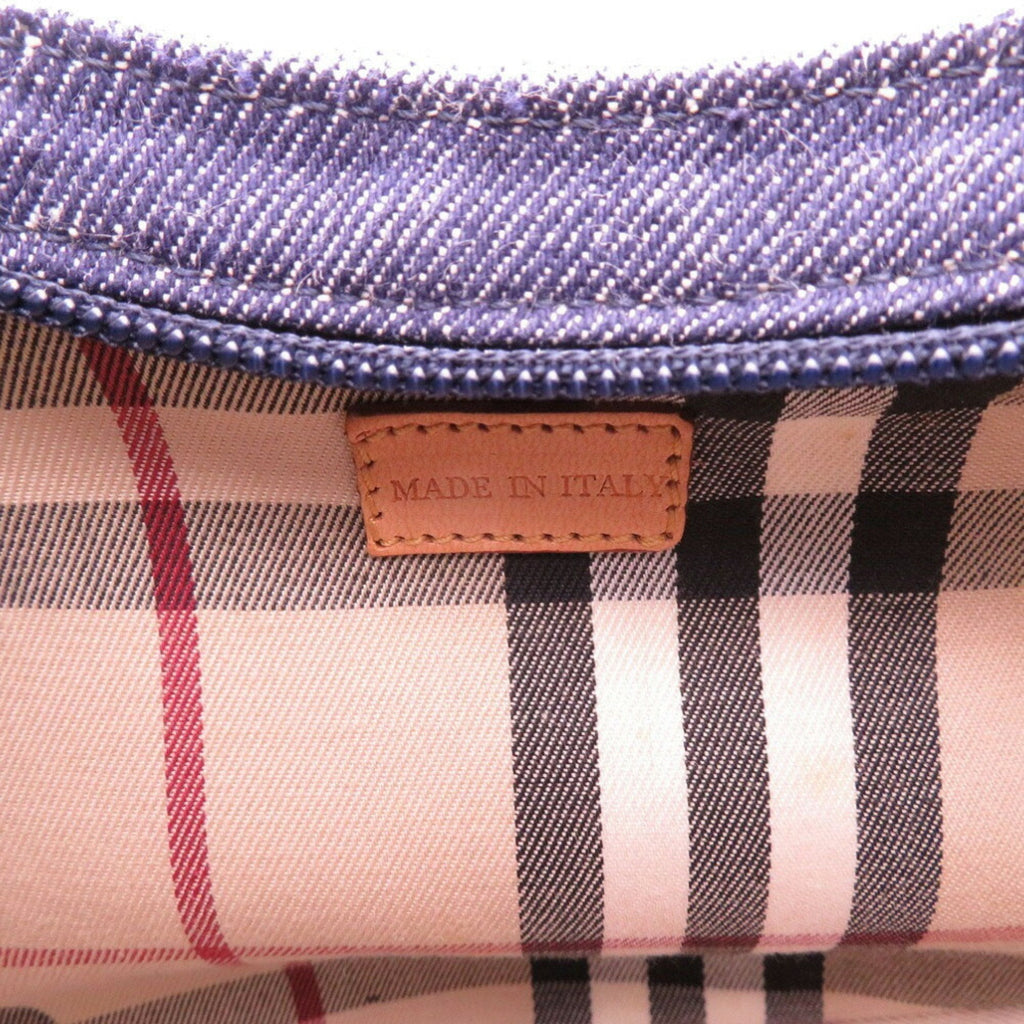 Burberry Beige Navy Denim Leather Shoulder Bag