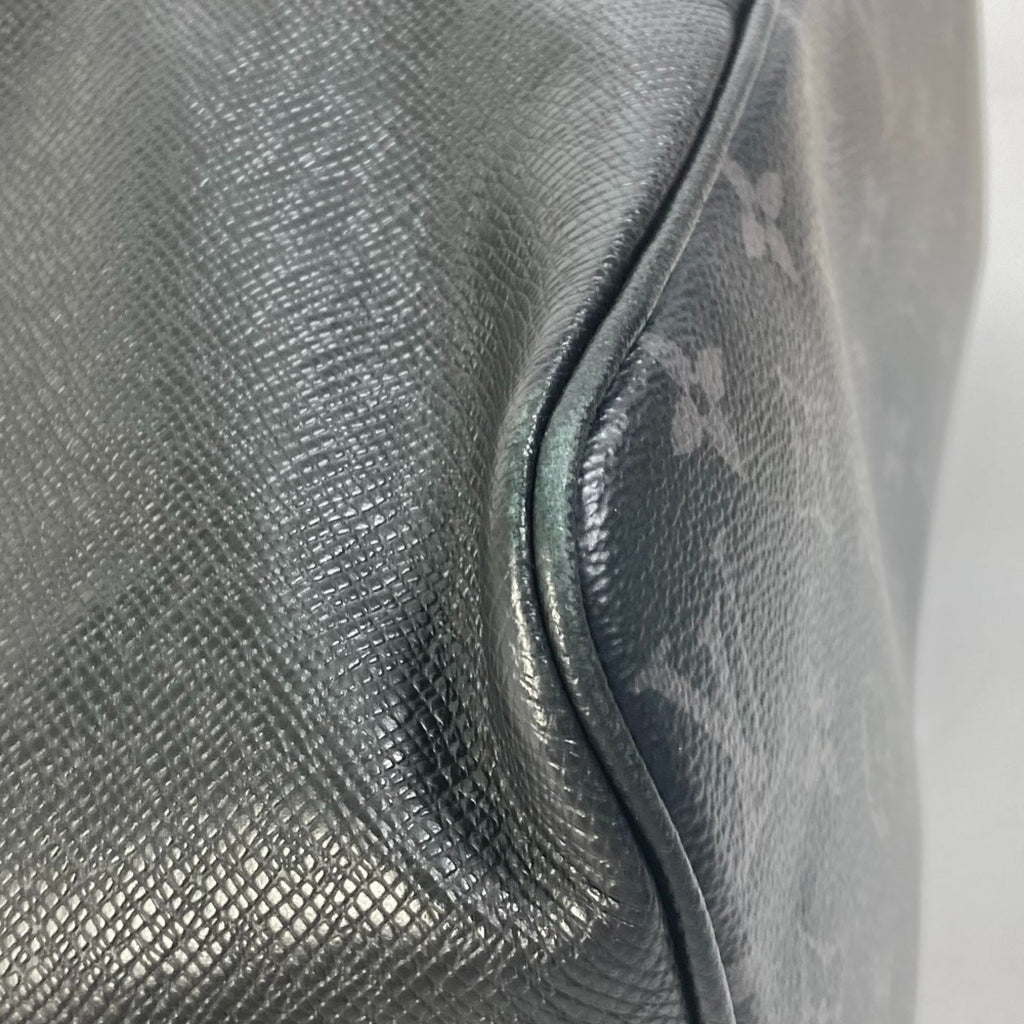 Louis Vuitton Taigarama Black Taiga Leather Monogram Eclipse Handbag Shoulder Bag Tote Bag