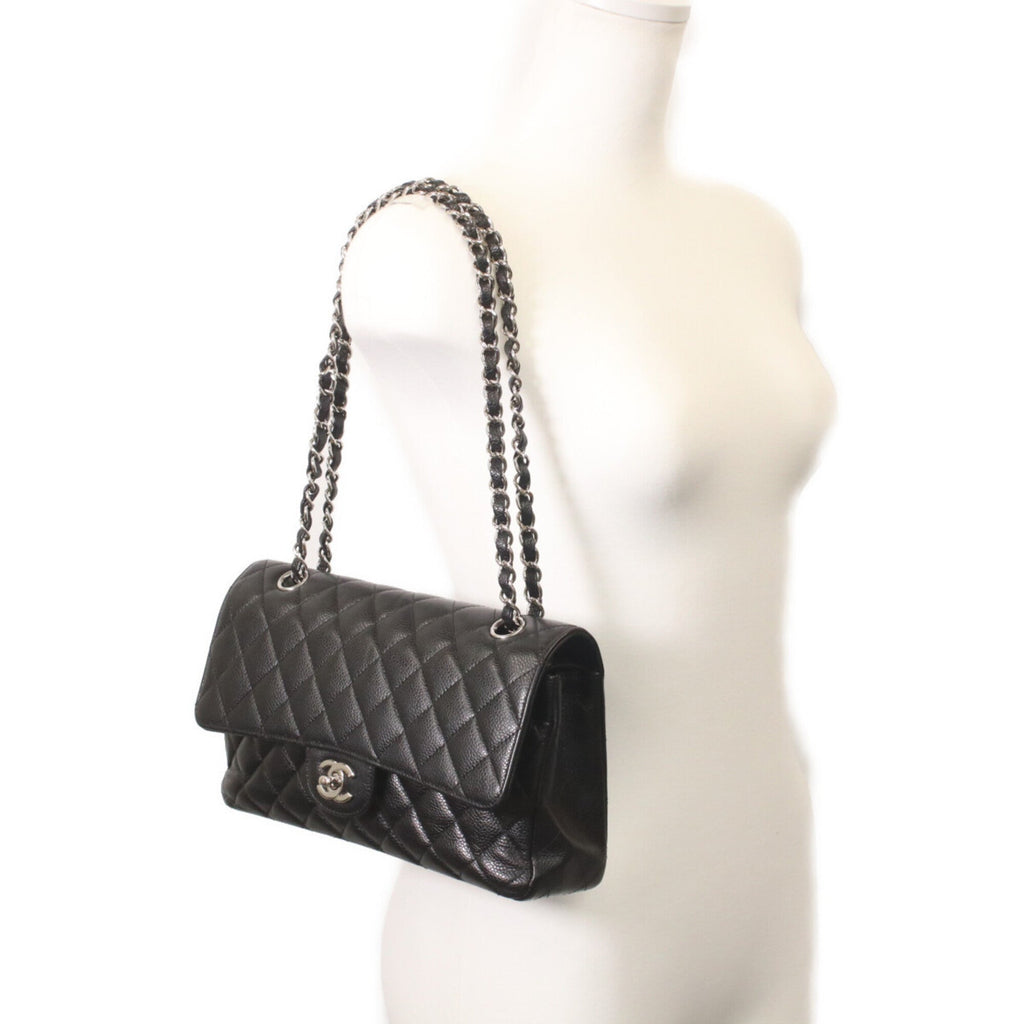 Chanel Matelasse Black Grained Calfskin Shoulder Bag