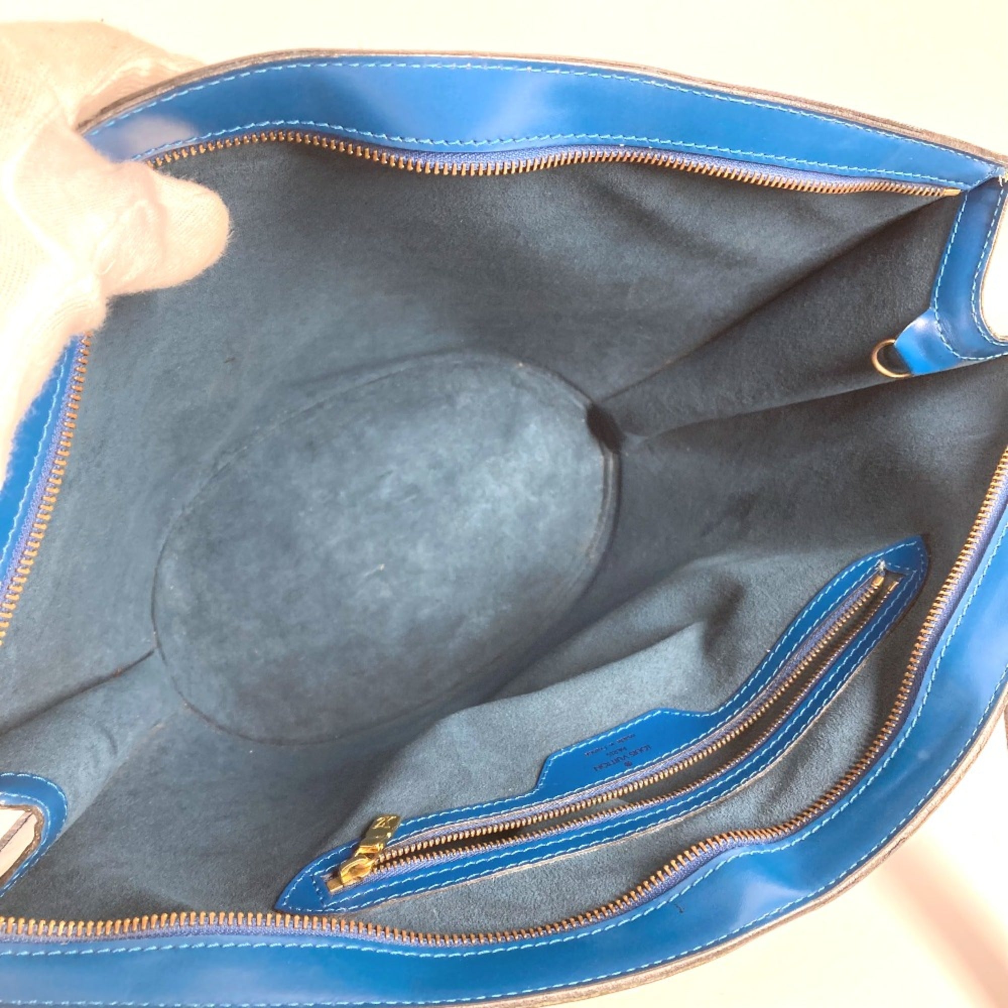 Louis Vuitton Blue Leather Tote Bag