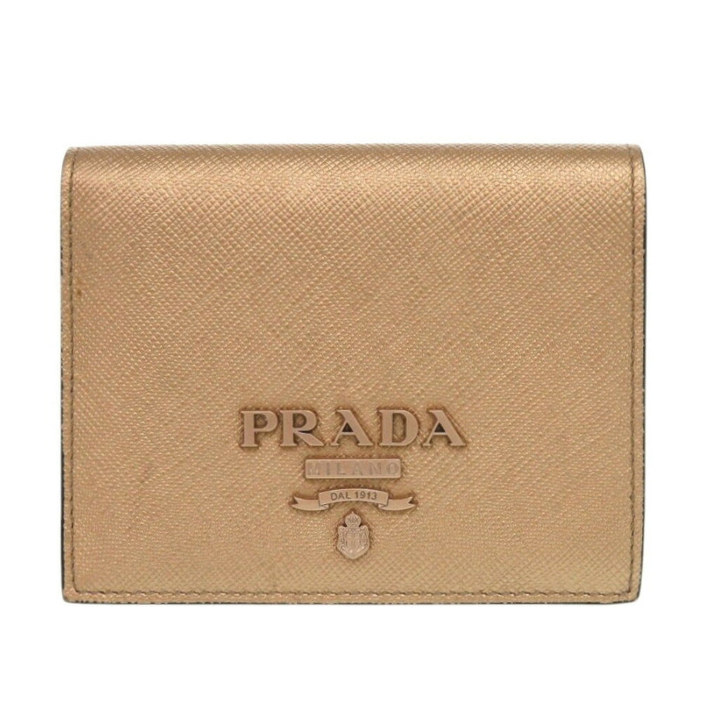 Prada Gold Saffiano Wallet (Bi-Fold)