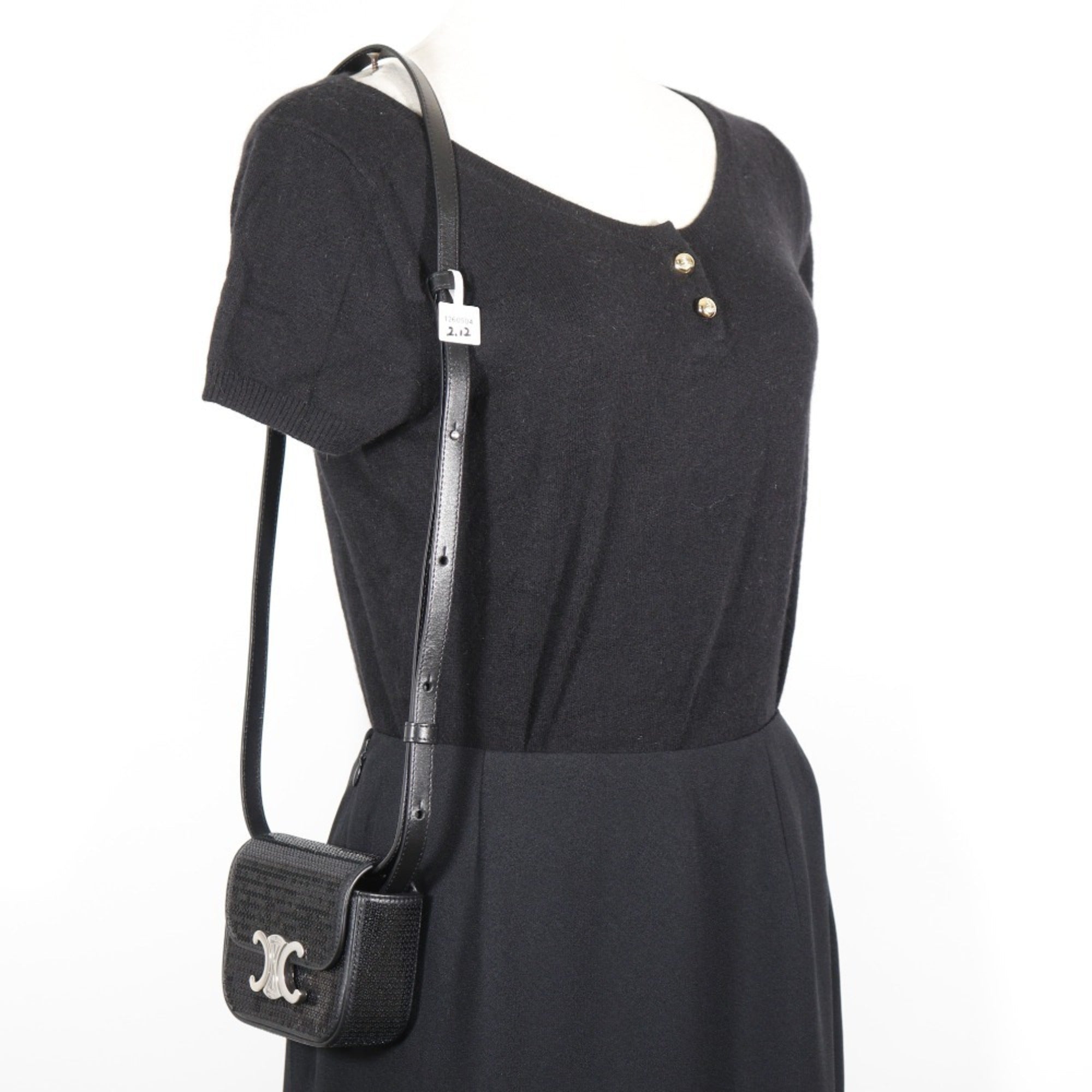 Celine Black Leather Spangles Shoulder Bag