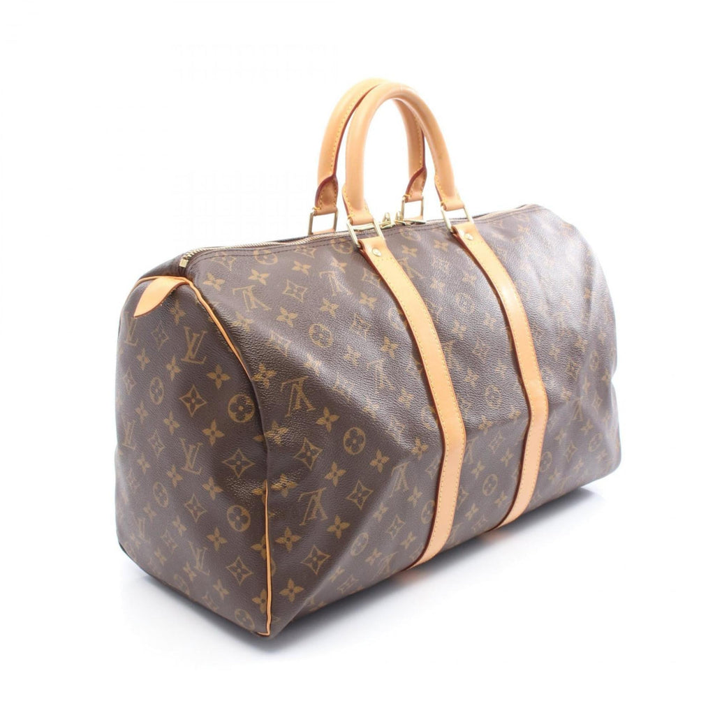 Louis Vuitton Brown Coated Canvas Leather Boston Bag