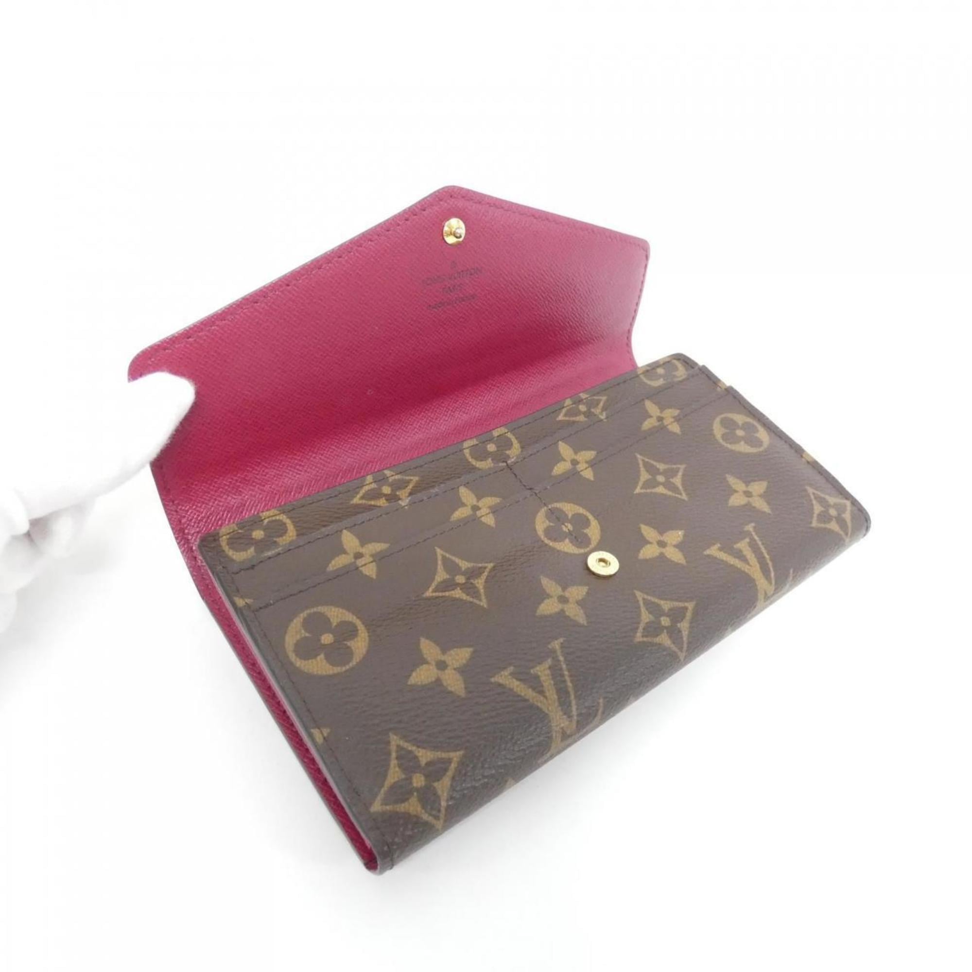 Louis Vuitton Monogram Fuchsia Marron Coated Canvas Long Wallet