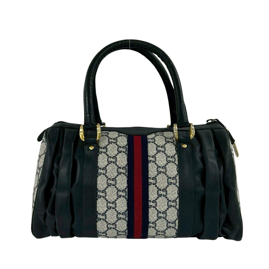 Gucci Navy Red Color Pvc Leather Handbag (Pre-Owned)