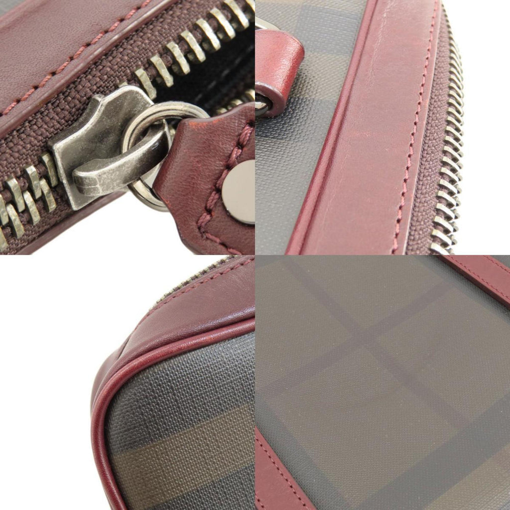 Burberry Brown Red Color Pvc Leather Handbag