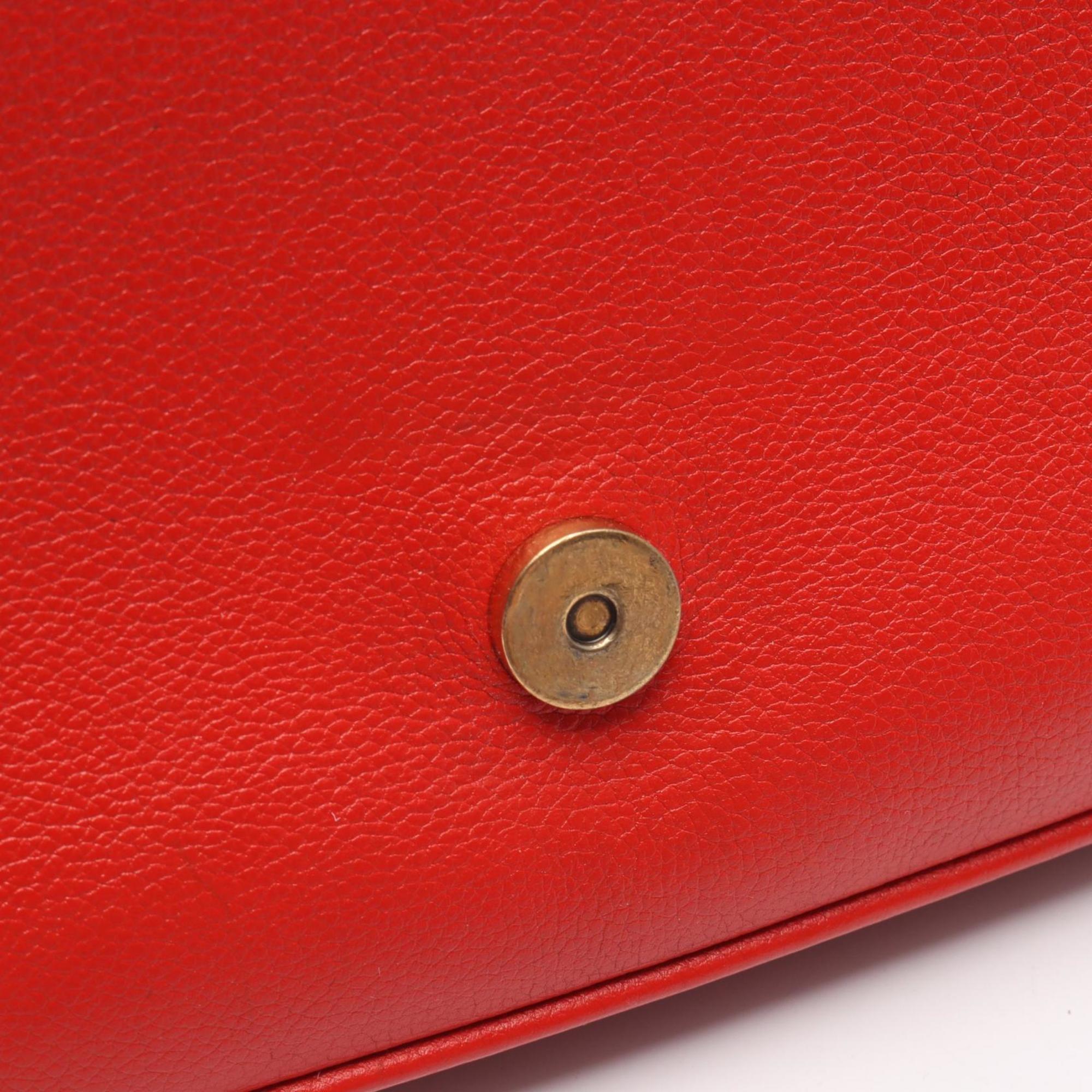Louis Vuitton Brown Red Color Coated Canvas Leather Handbag