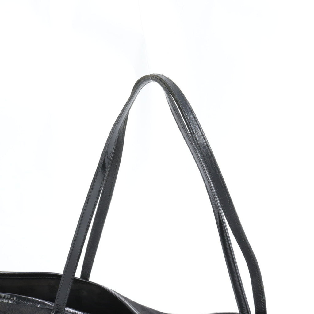 Gucci Black Leather Canvas Tote Bag (Pre-Owned)