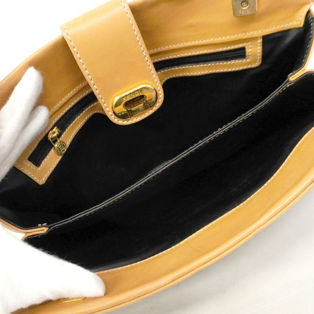 Fendi Beige Black Pvc Clutch Bag