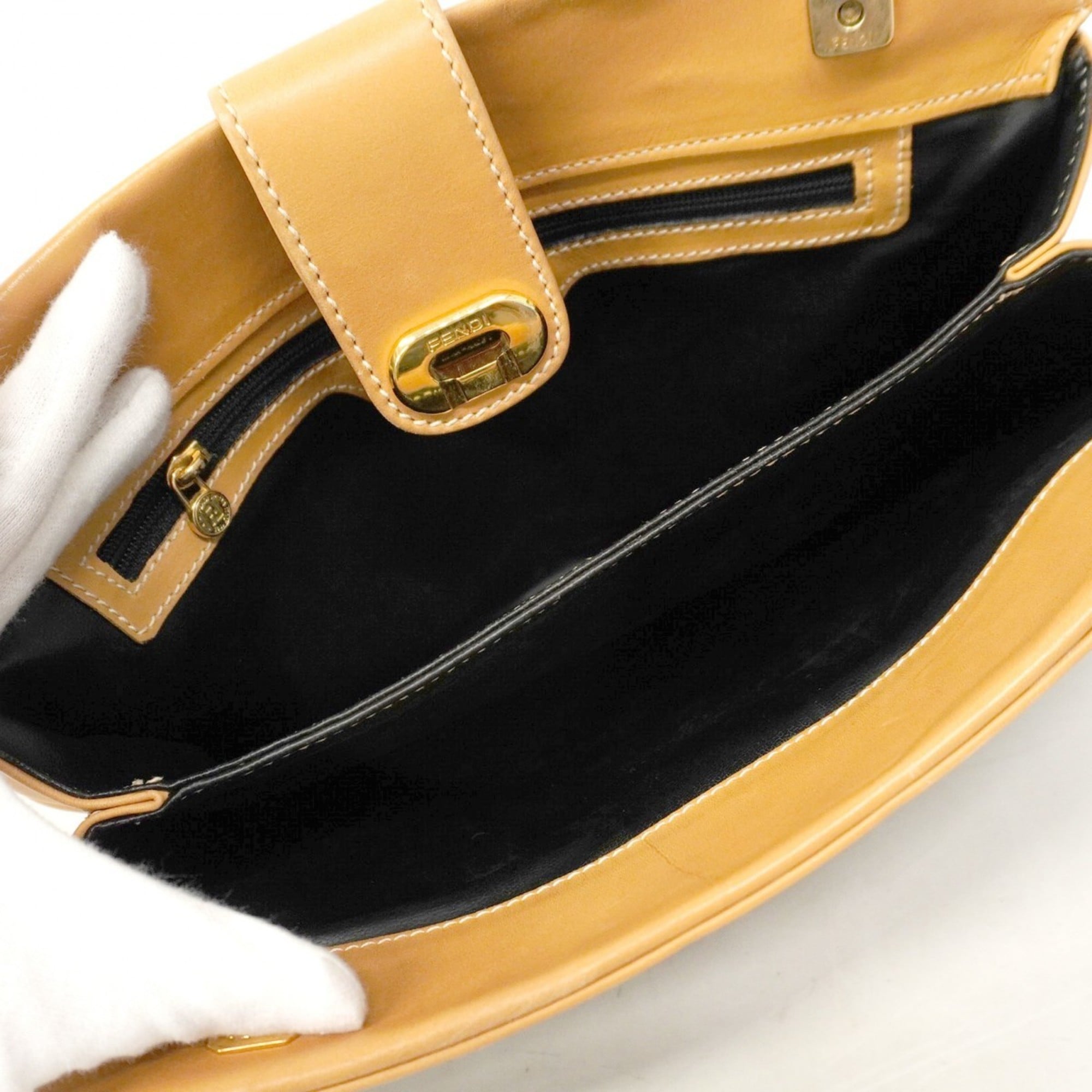 Fendi Beige Black Pvc Clutch Bag