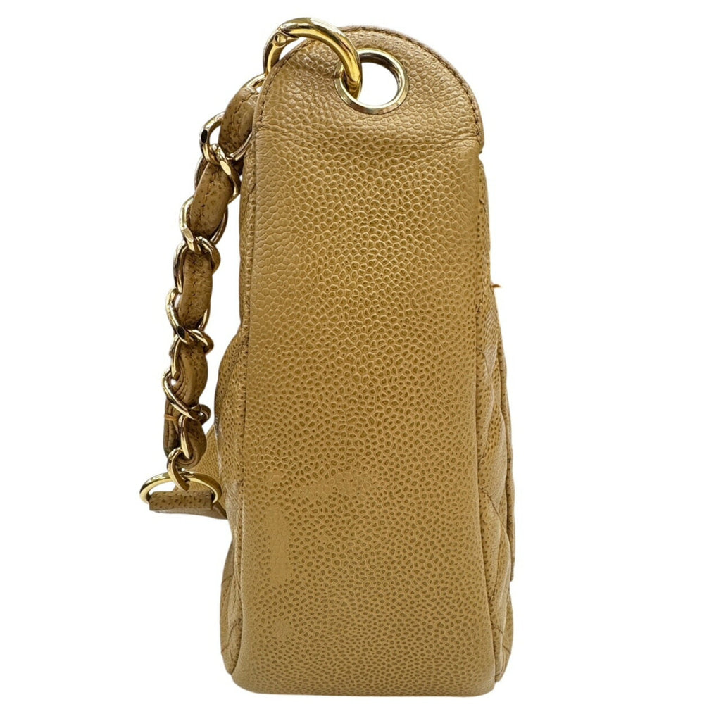 Chanel Beige Grained Calfskin Shoulder Bag