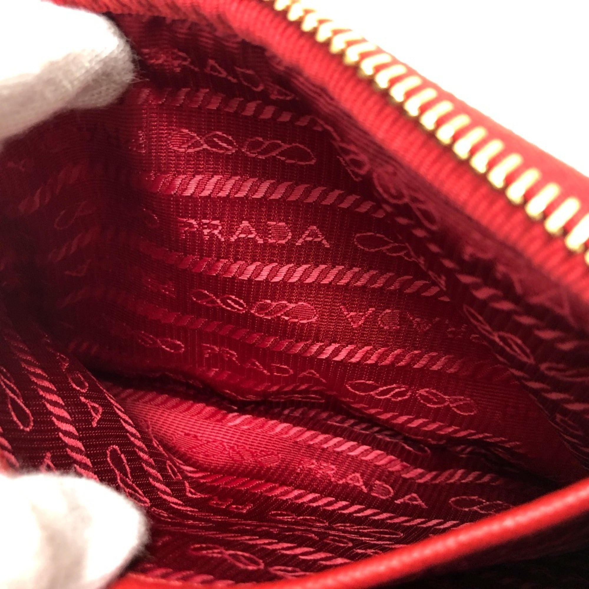 Prada Red Color Nylon Pochette Shoulder Bag