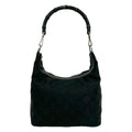 Gucci Black Bamboo Leather Nylon Handbag Shoulder Bag (Pre-Owned)