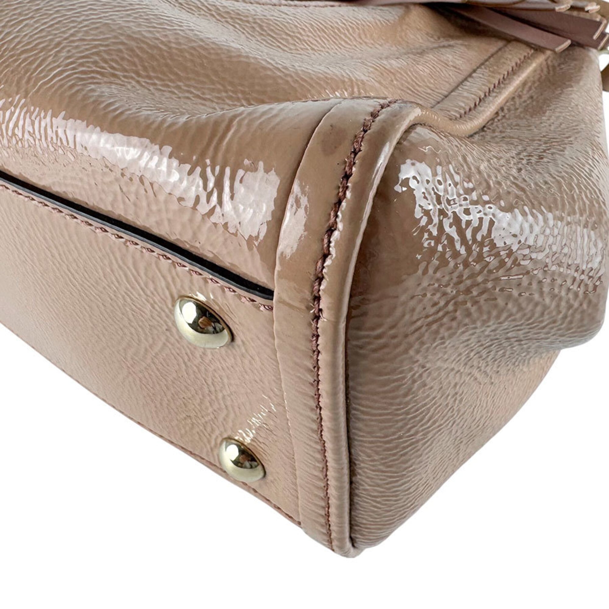 Gucci Pink Beige Patent Leather Handbag Shoulder Bag (Pre-Owned)