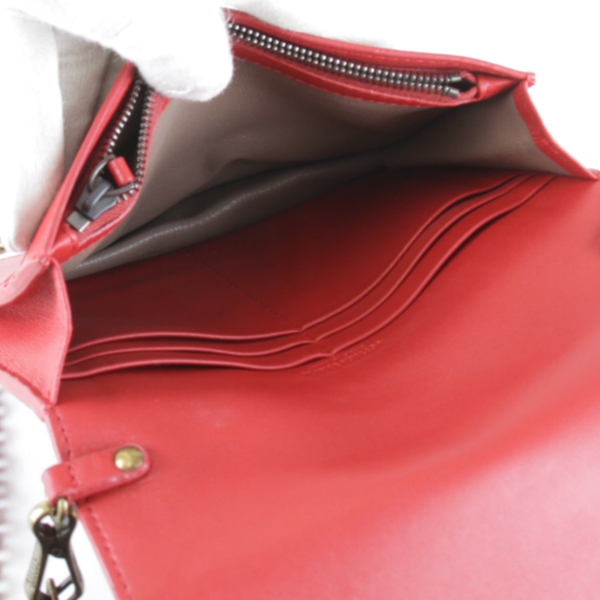 Bottega Veneta Intrecciato Red Color Leather Shoulder Bag