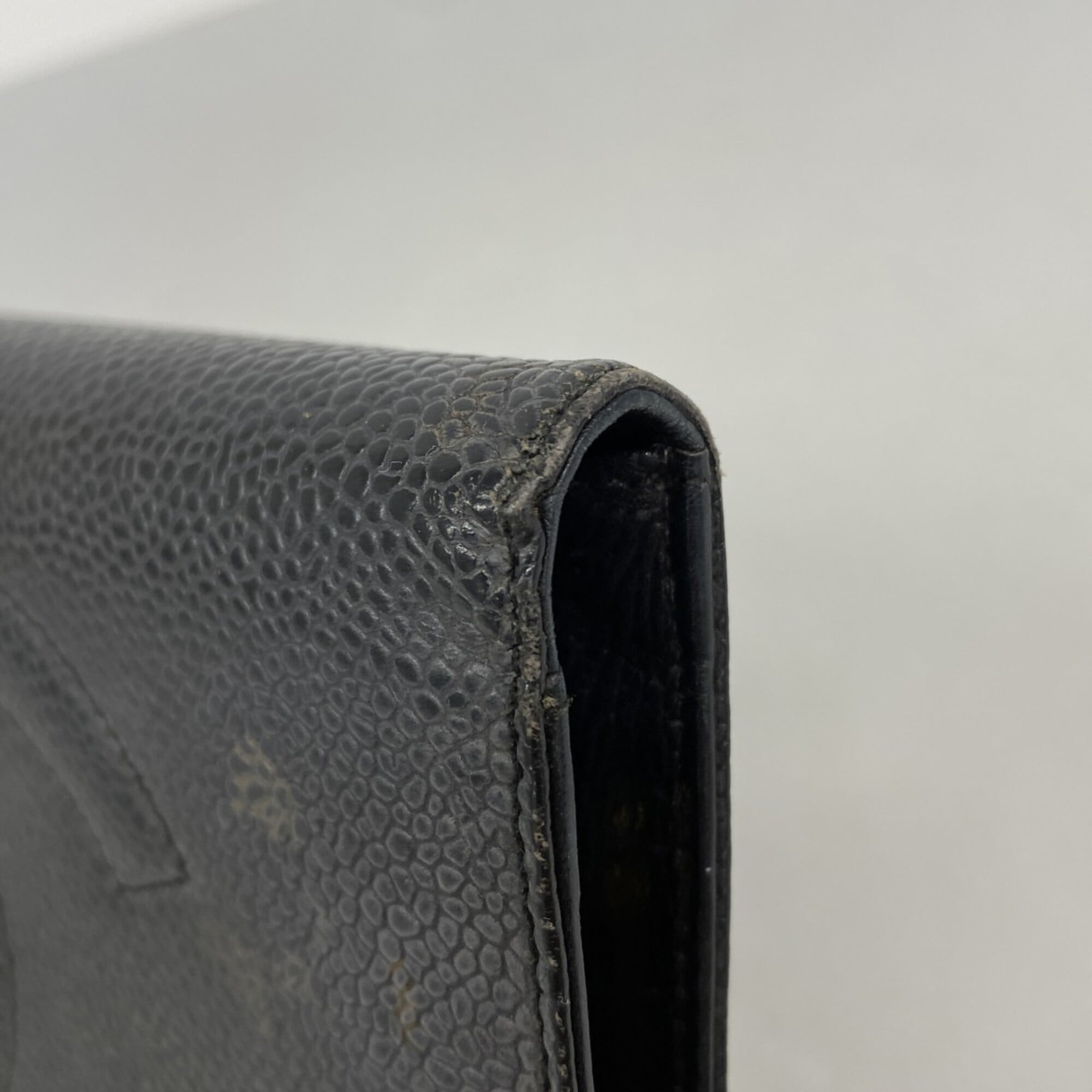 Chanel Black Grained Calfskin Long Wallet (Bi-Fold)