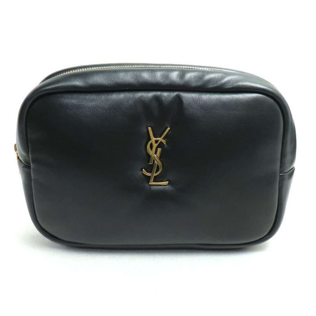 Yves Saint Laurent Black Leather Clutch Bag Pouch (Pre-Owned)