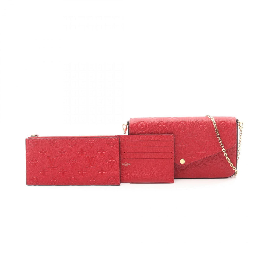 Louis Vuitton Red Color Rouge Monogram Empreinte Leather Pochette Shoulder Bag