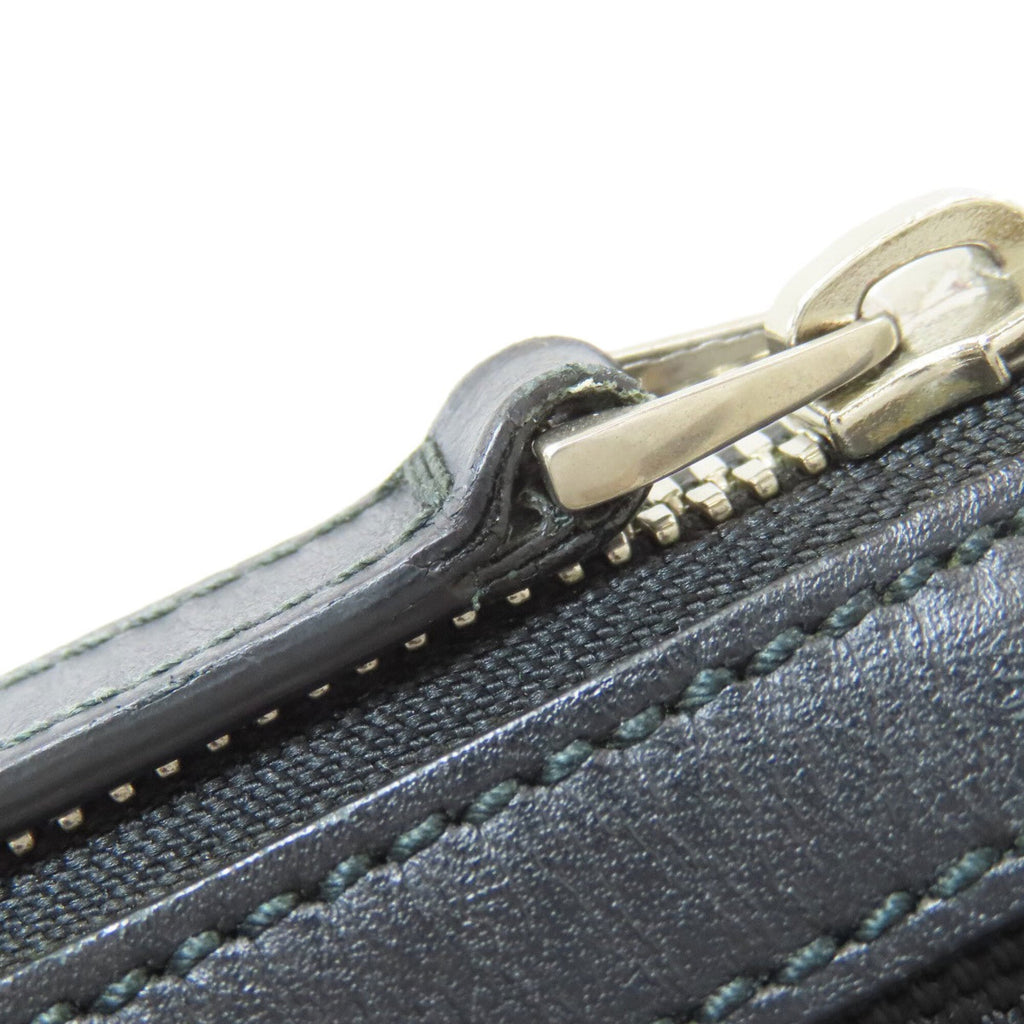 Gucci Sherry Line Black Canvas Leather Shoulder Bag (Pre-Owned)