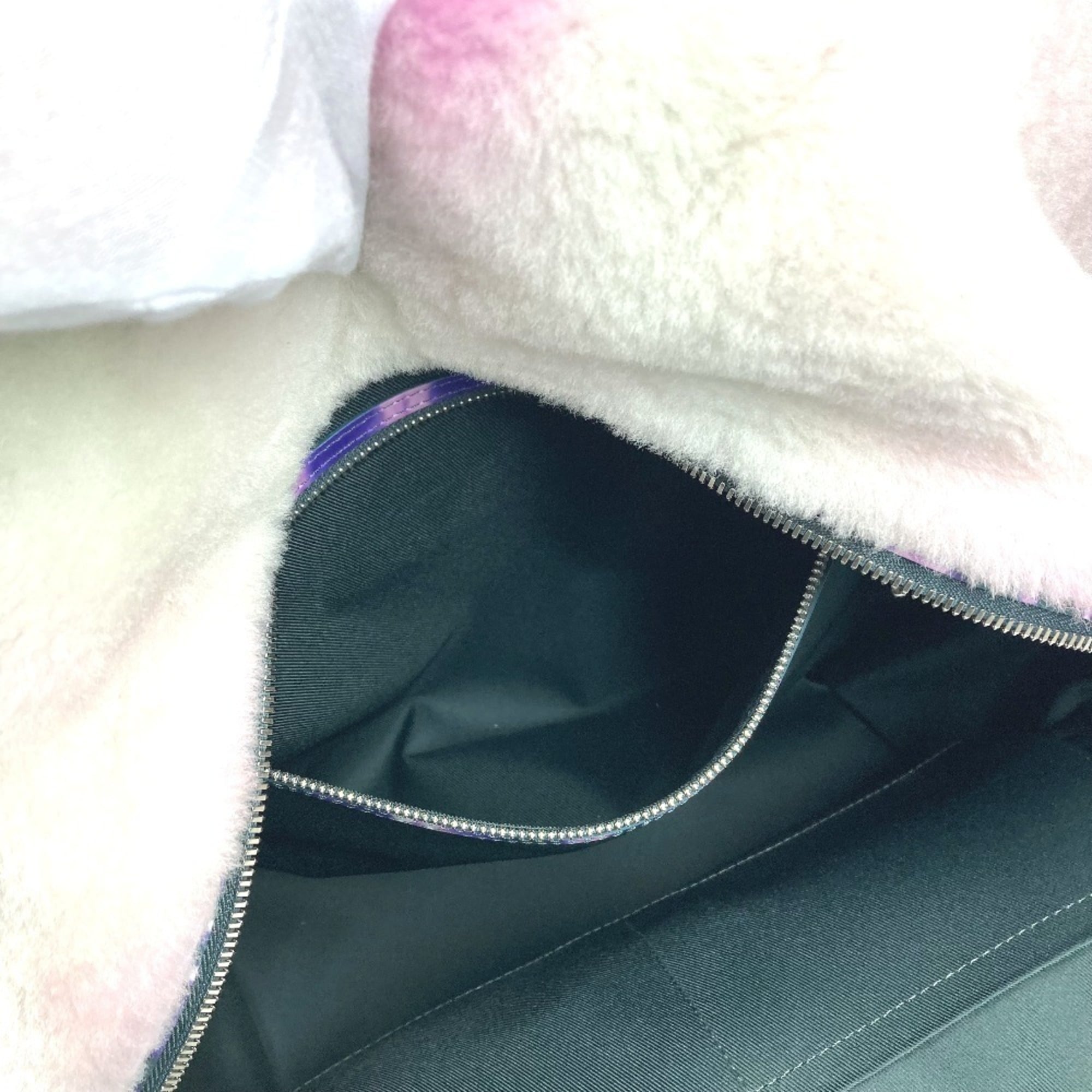 Louis Vuitton Black Purple White Fur Leather Backpack