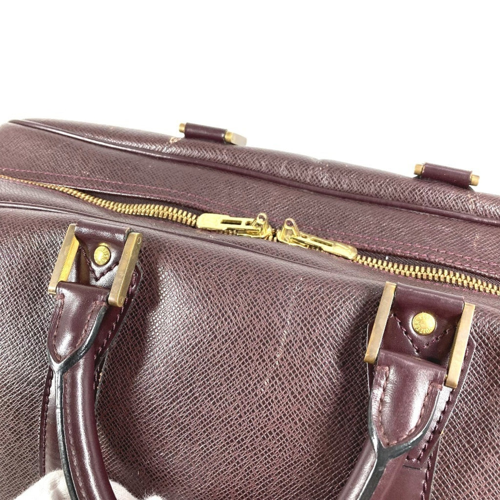 Louis Vuitton Acajou Purple Taiga Leather Boston Bag Shoulder Bag