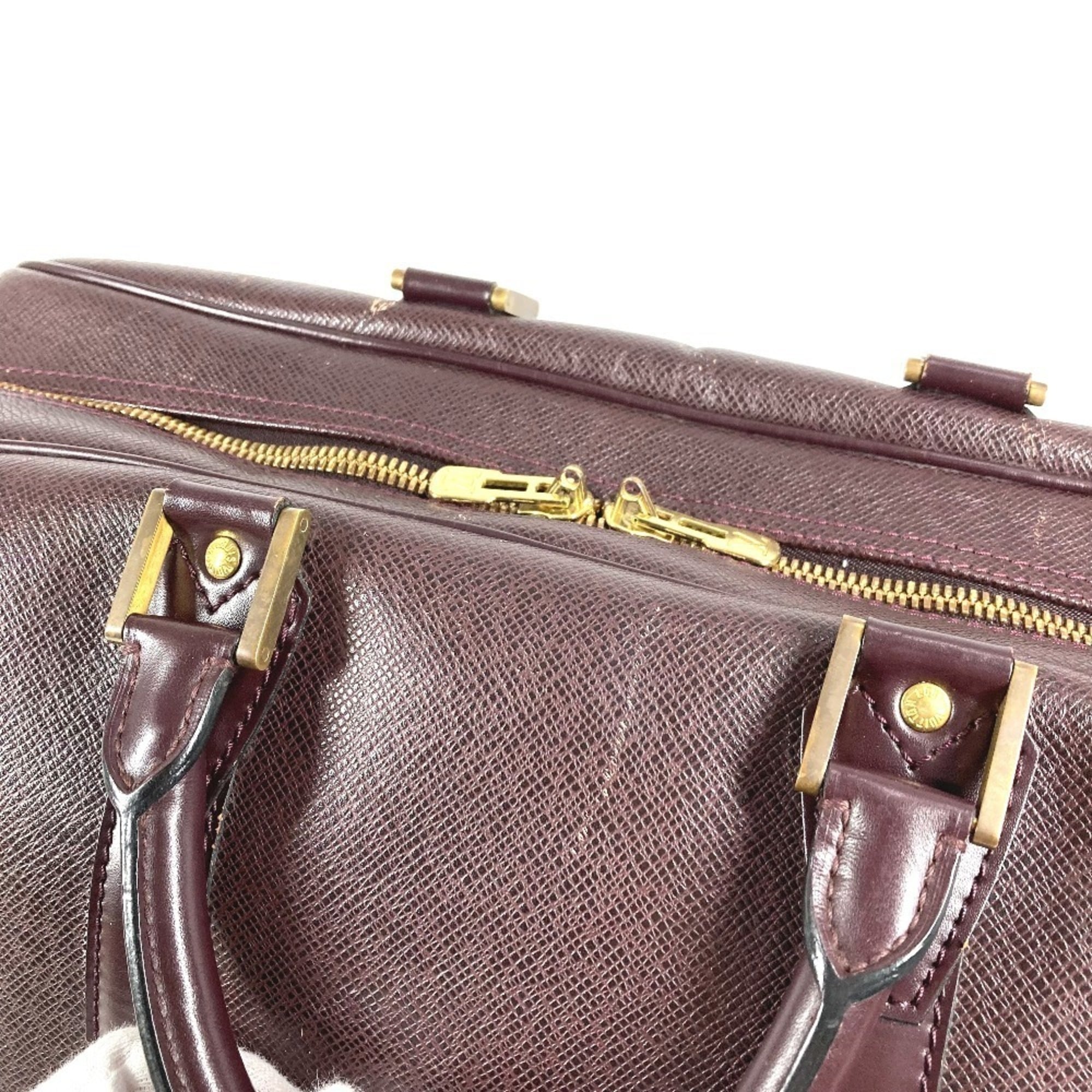 Louis Vuitton Acajou Purple Taiga Leather Boston Bag Shoulder Bag