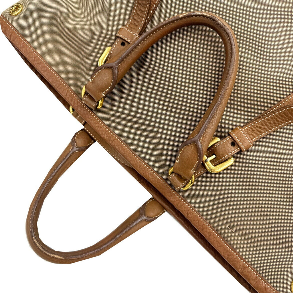 Prada Beige Canvas Leather Shoulder Bag