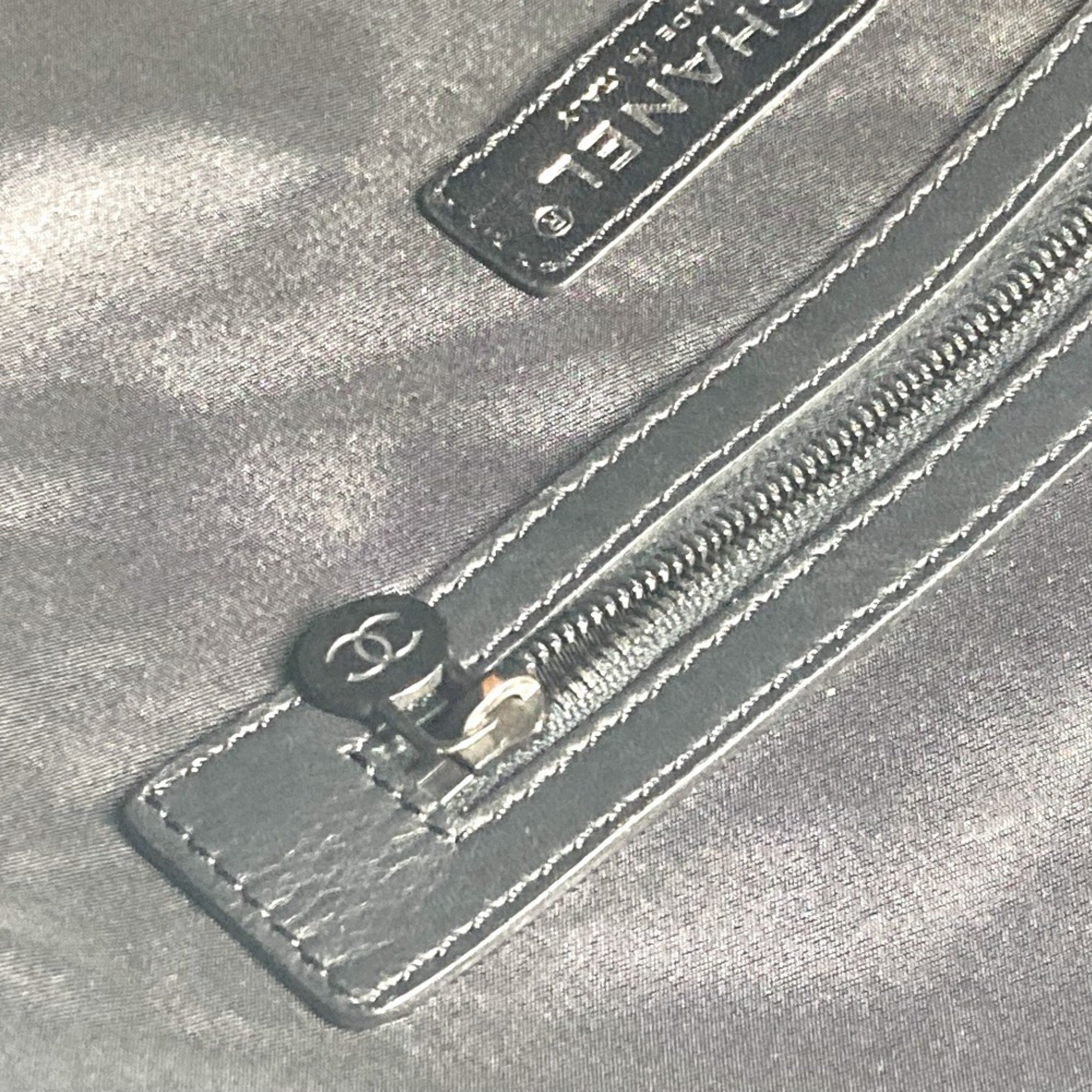 Chanel Black Knit Leather Shoulder Bag Tote Bag