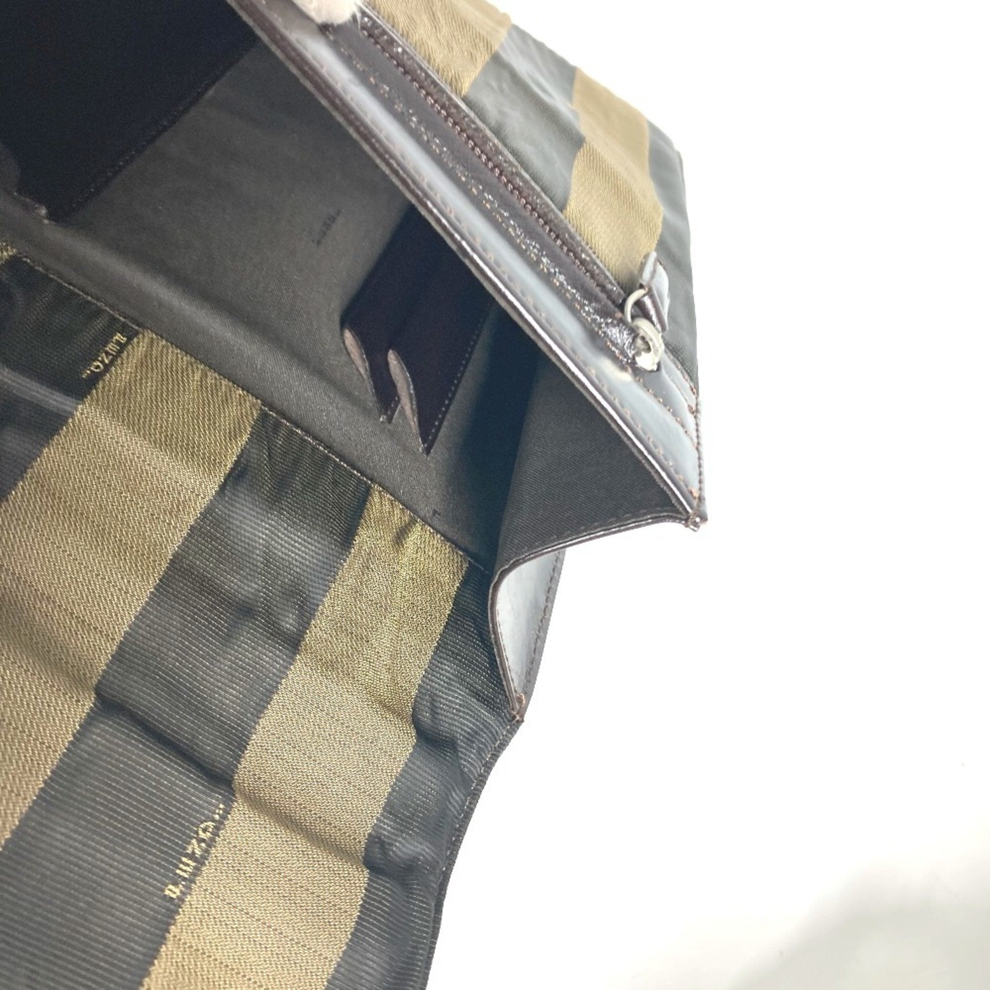 Fendi Black Brown Nylon Leather Briefcase Handbag Tote Bag