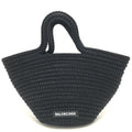 Balenciaga Black Nylon Leather Handbag Tote