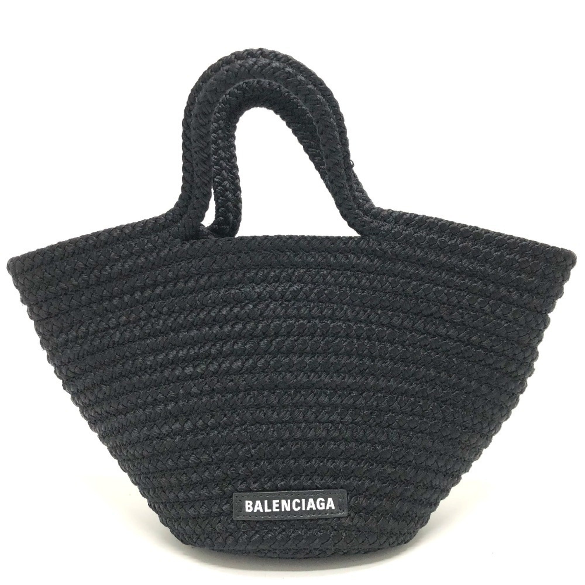 Balenciaga Black Nylon Leather Handbag Tote