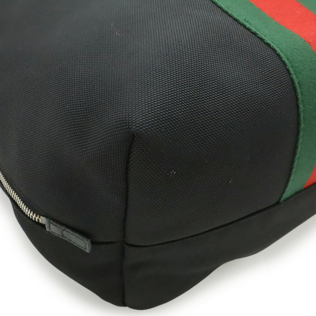 Gucci Black Green Red Color Canvas Leather Backpack (Pre-Owned)
